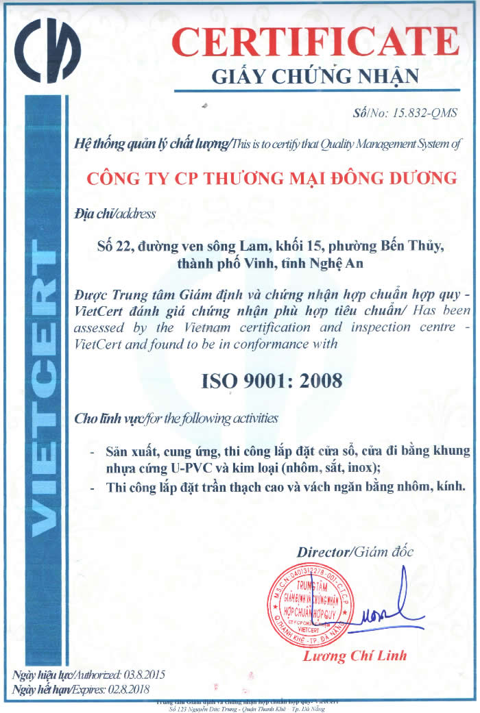 Giấy chứng nhận chất lượng sản phẩm