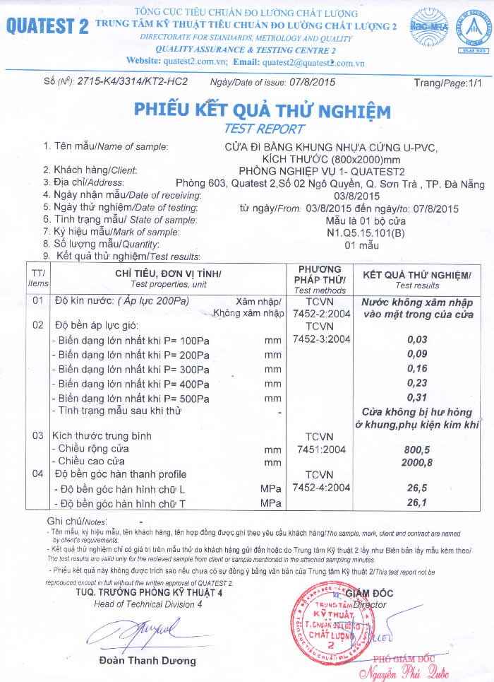 Giấy chứng nhận chất lượng sản phẩm