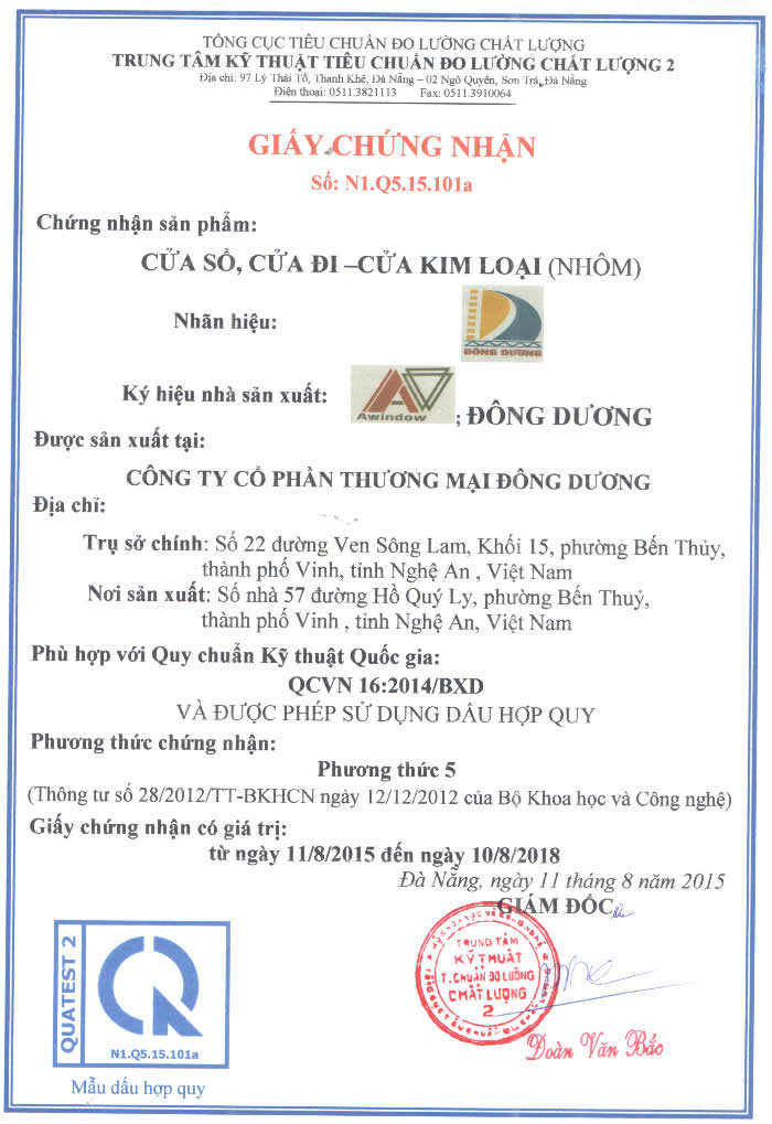 Giấy chứng nhận chất lượng sản phẩm