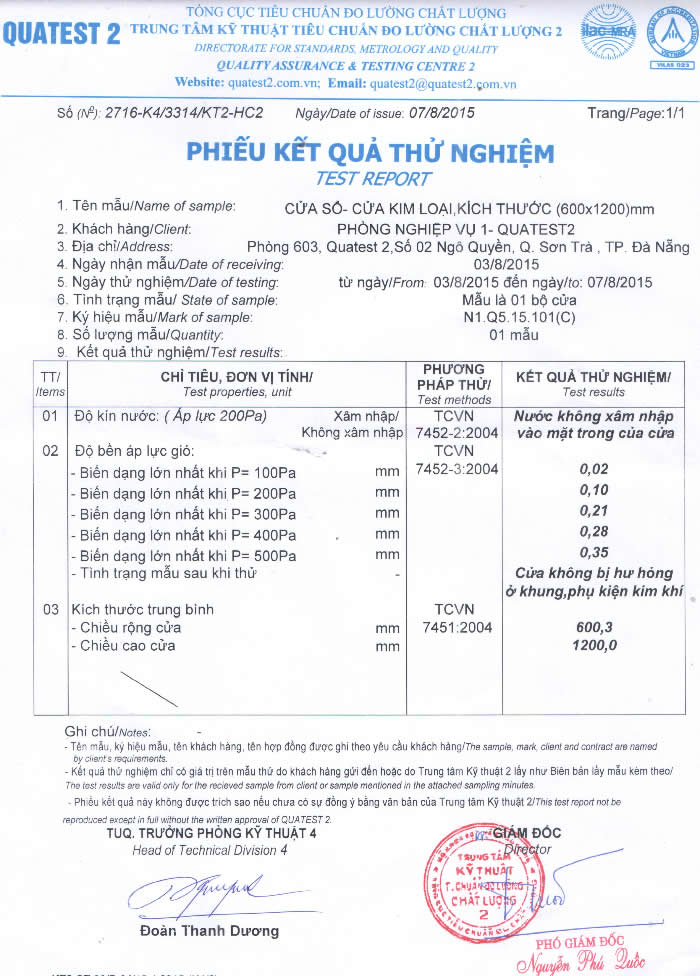 Giấy chứng nhận chất lượng sản phẩm