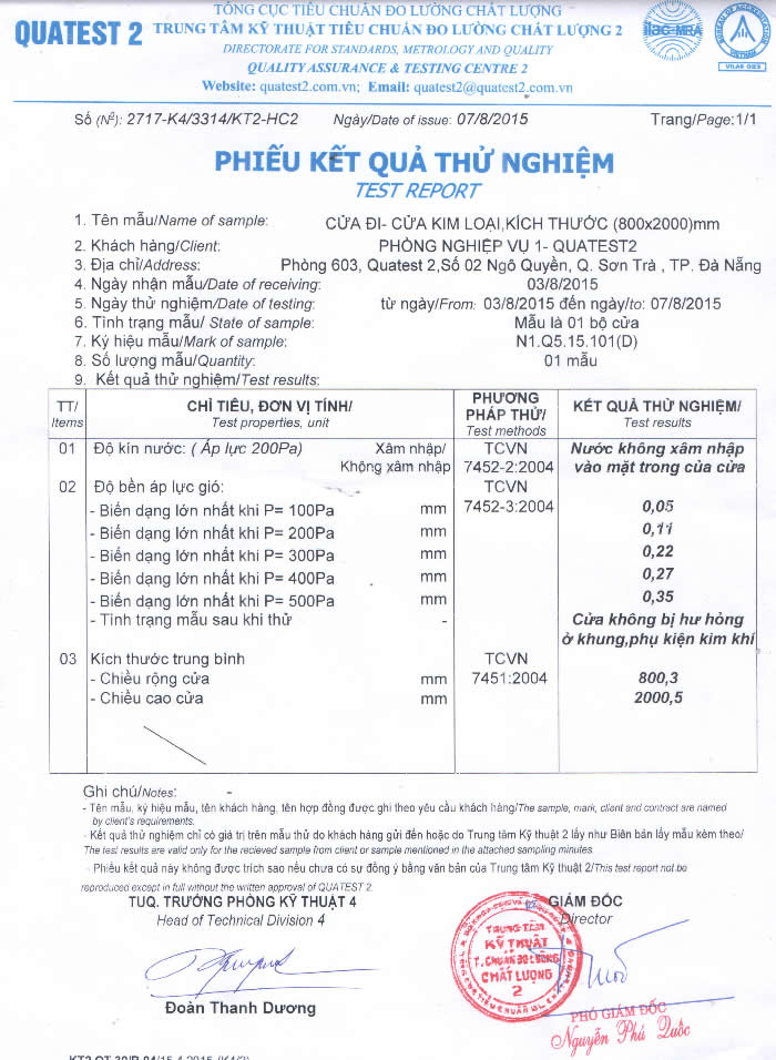Giấy chứng nhận chất lượng sản phẩm